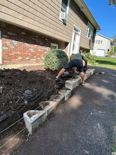 Retaining wall in progress — Manuel T Landscaping & Construction, Westchester NY